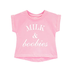MILK AND BOOBIES GIRLS TEE PINK